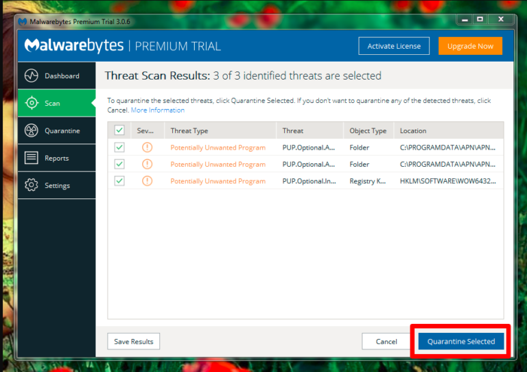 how to delete quarantined files in malwarebytes