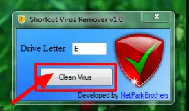In shortcut Virus cleaner clean virus button