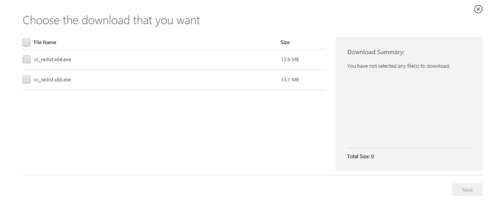 download link for visual c++ redistributable