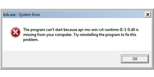 Dll Error on your system api-ms-win-crt-runtime-l1-1-0.dll is missing error