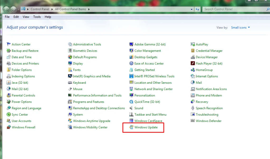 Open windows updates on your control panel 
