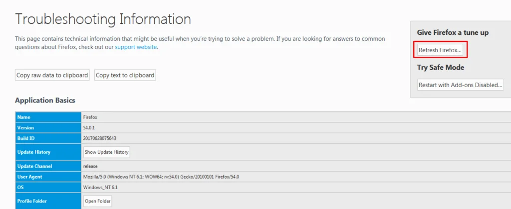Reset Mozilla using "Refresh Firefox" Option