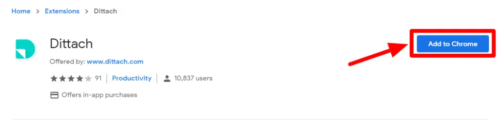 dittach extension add to chrome browser