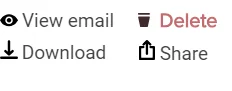 dittach four options view email, delete, download and share 