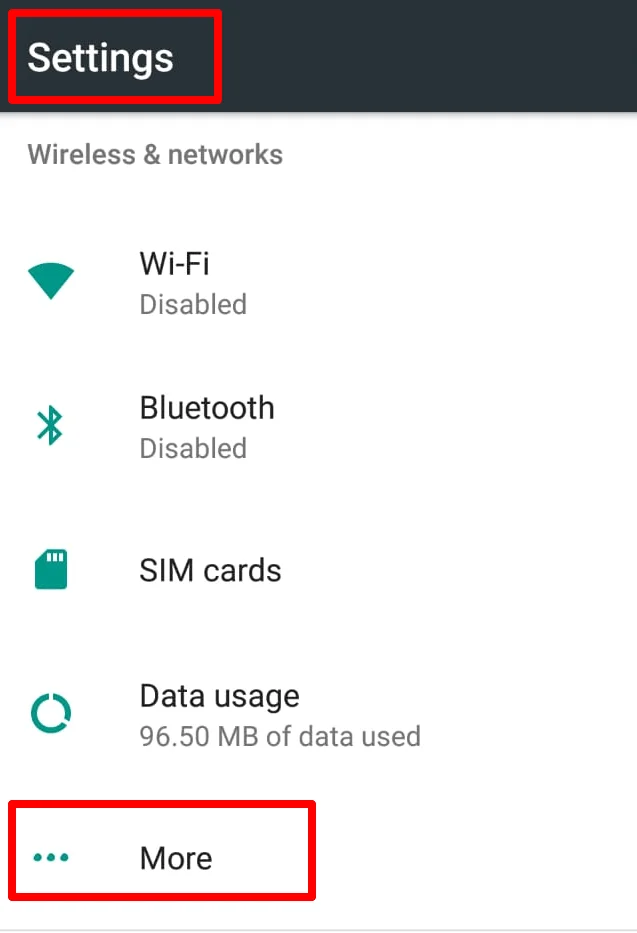 from settings menu click on more option