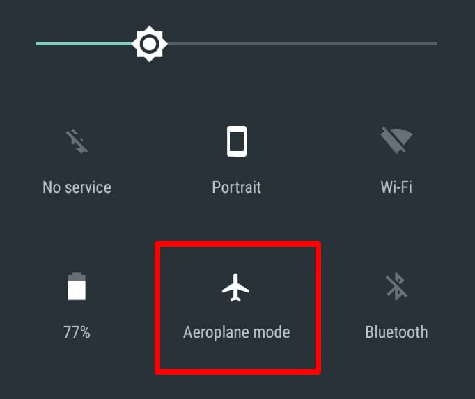 Notification panel enable airplane mode icon 