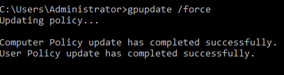 updated for computer plicy cmd gpupdate /force