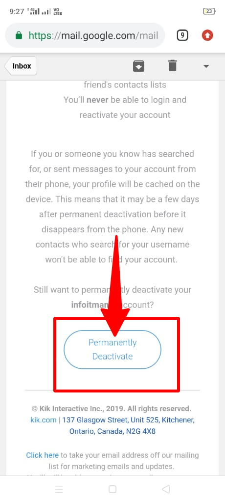 permanent email confirmation link