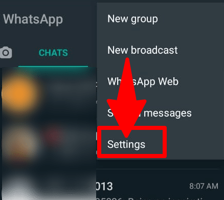 .whatsapp settings option