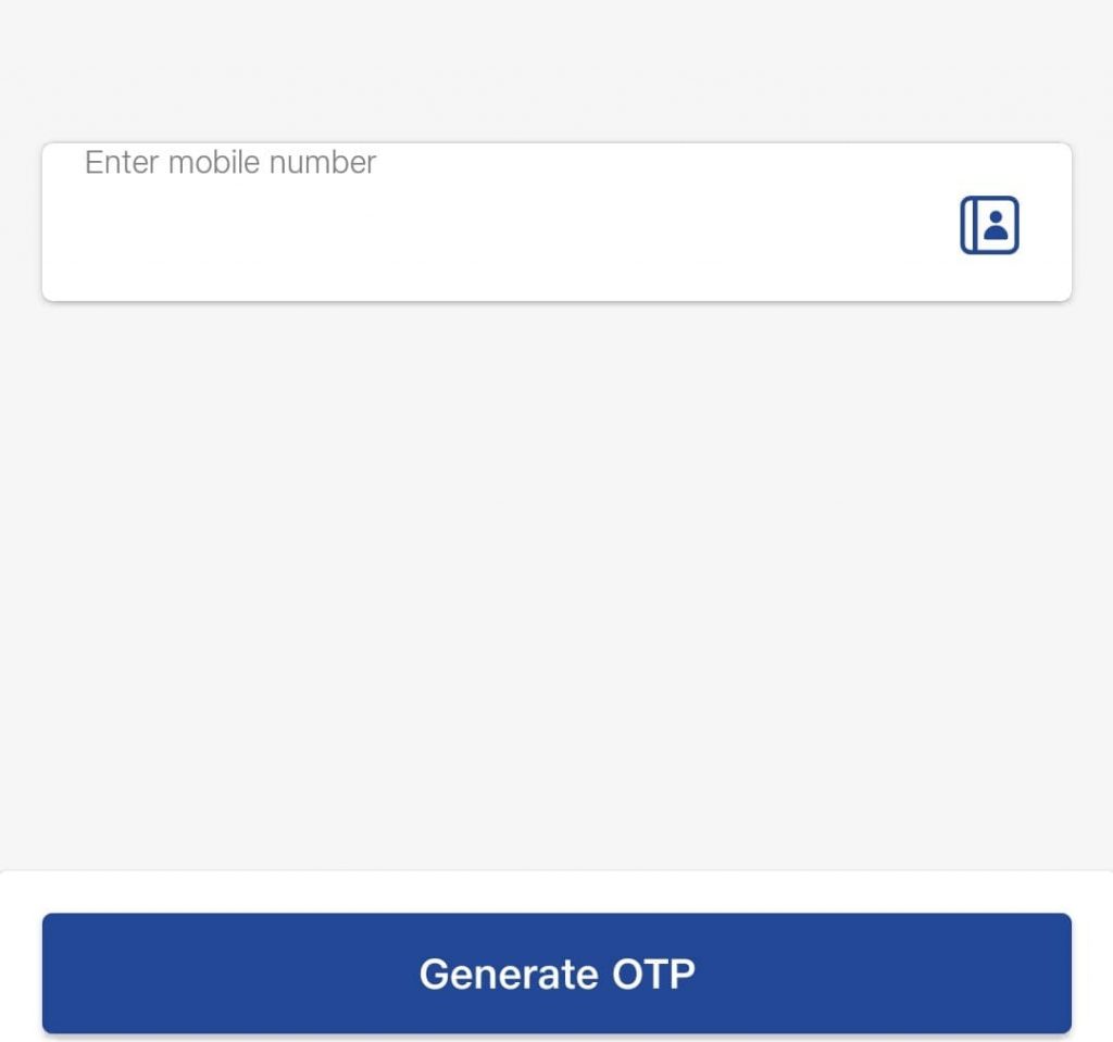 fill the mobile number and getting mobile otp