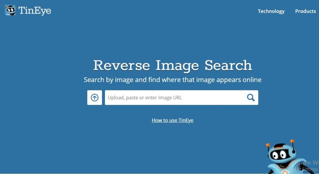 Tineye reverse image search site