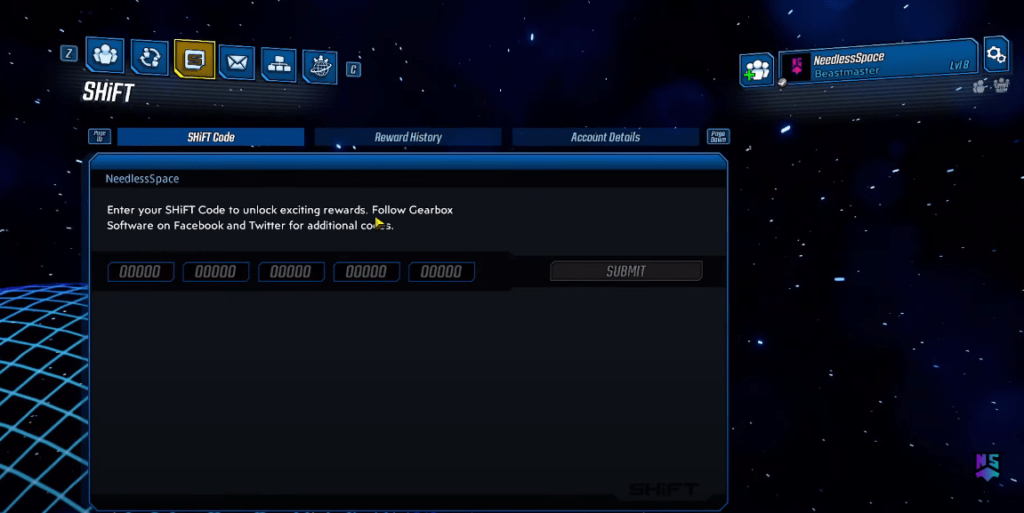 shift menu in botherlands 3