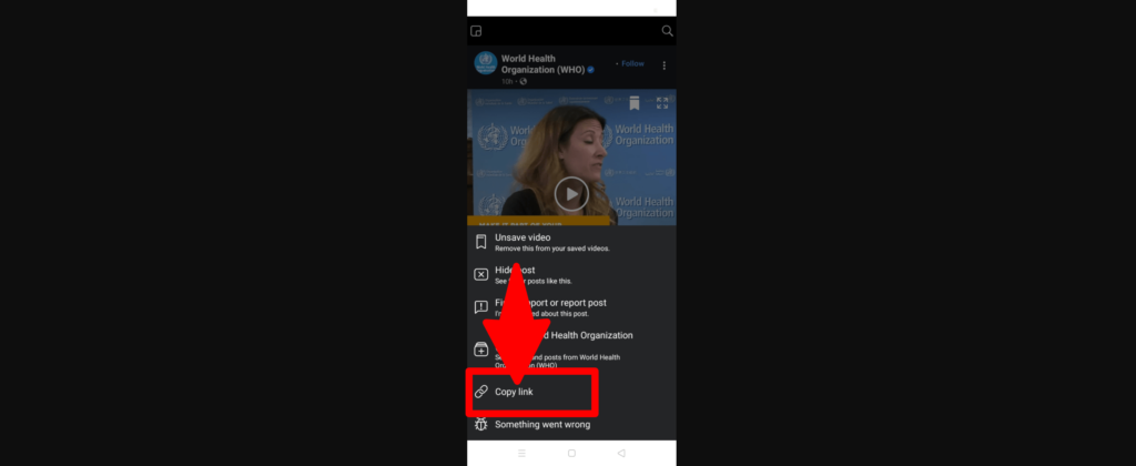 copy the Facebook video link