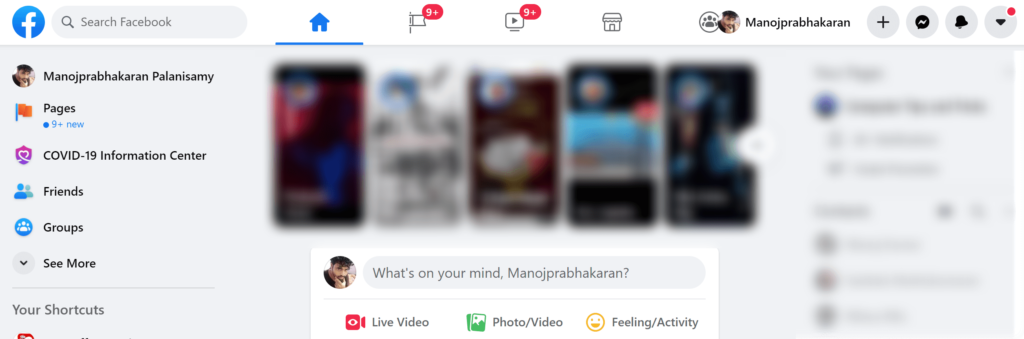 Open the Facebook on Browser window