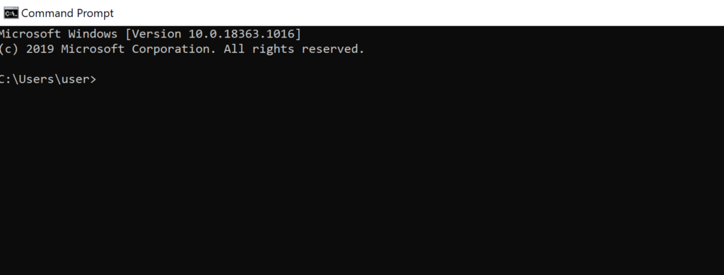 Open the command prompt in windows system