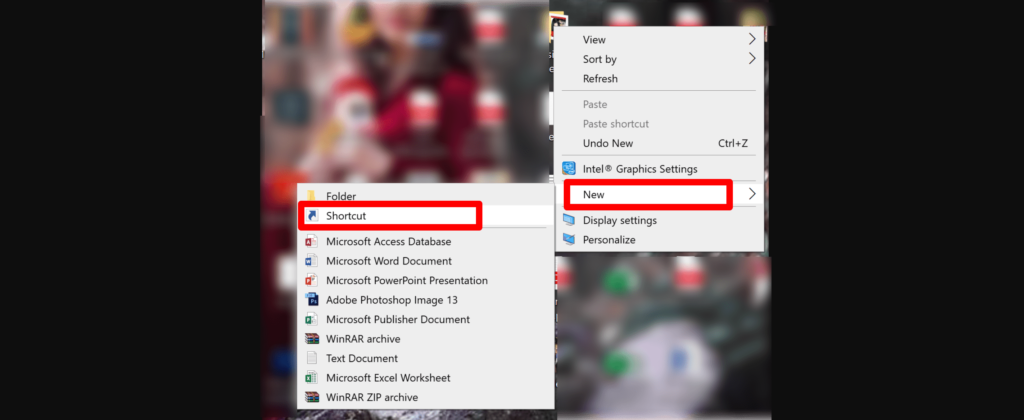 new shortcut create on desktop