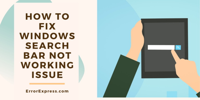 How to fix windows search bar not working issue