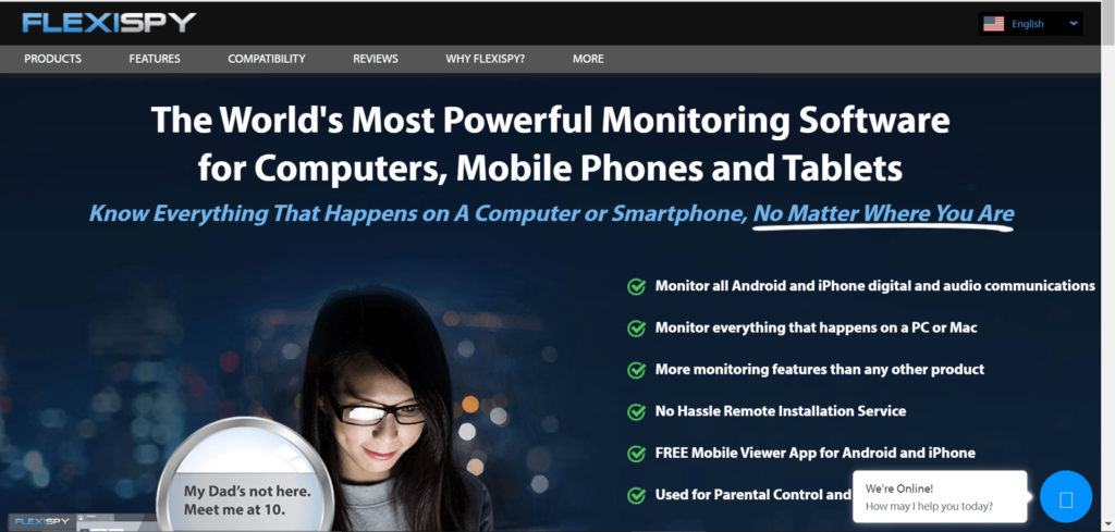 Flexispy spy application homepage