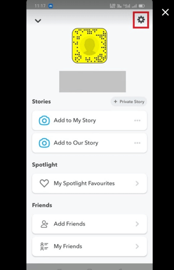 Tap on the SnapChat Settings