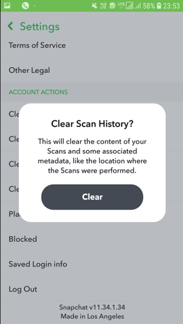 Clear Scan History Option to get Learn clear recent on Snapchat Account