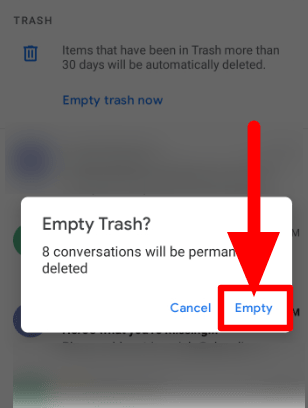 Empty Confirmation Popup Dialogue Box