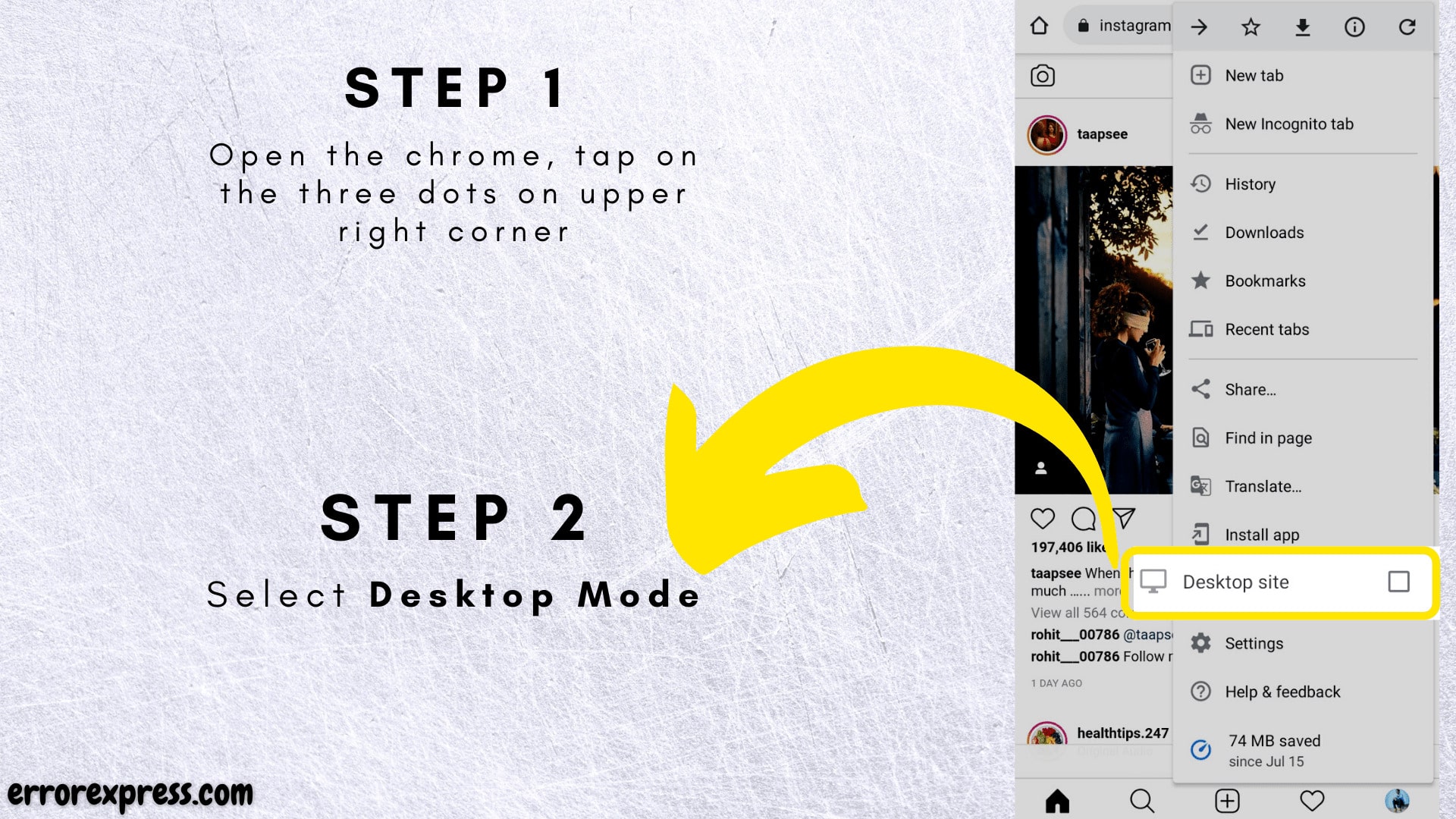 Go to instagram.com on chrome and turn on desktop mode