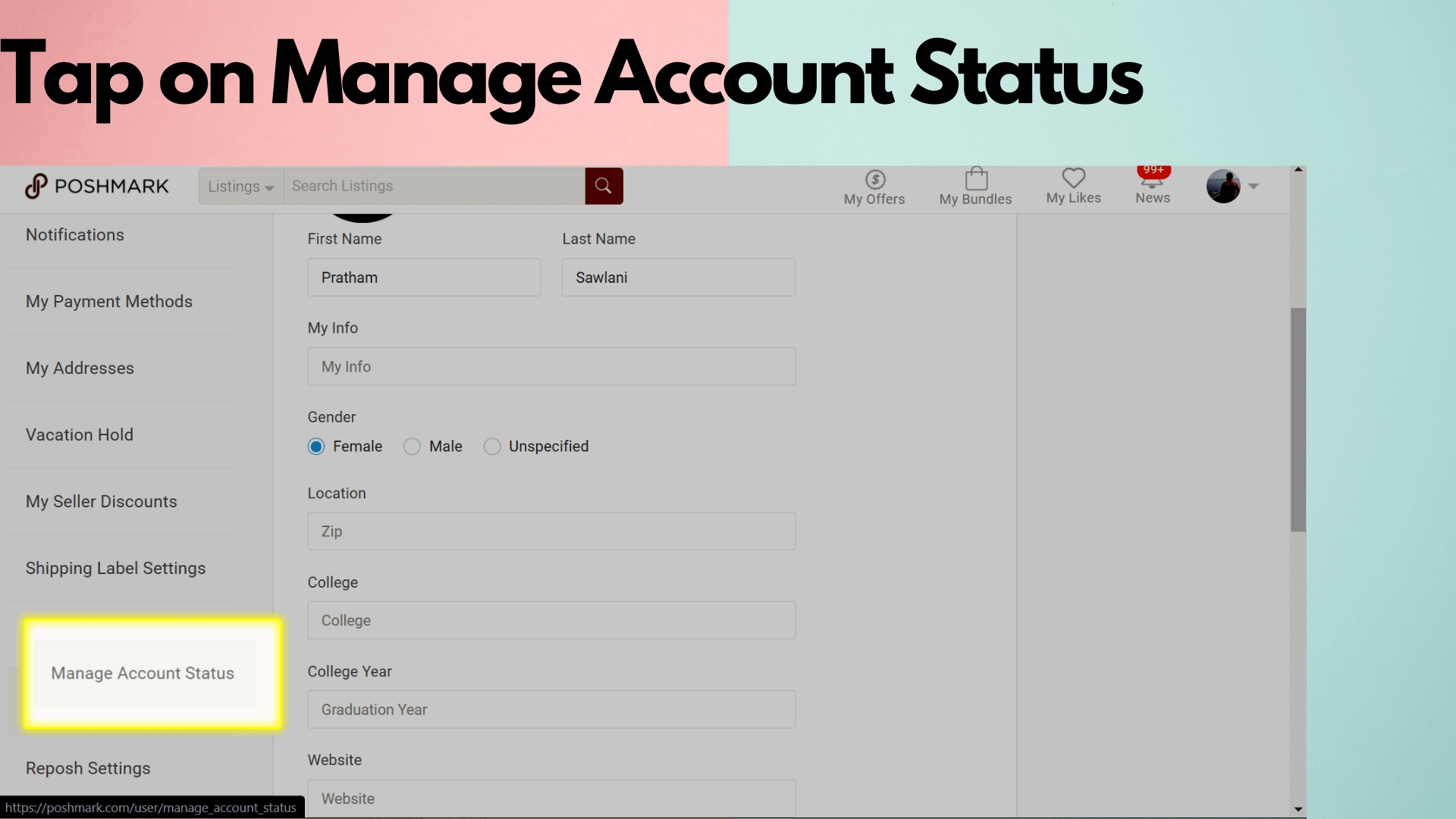 Step 3 Image Tap on manage account status image