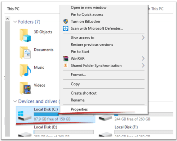 Computer Local Disk Drive Properties