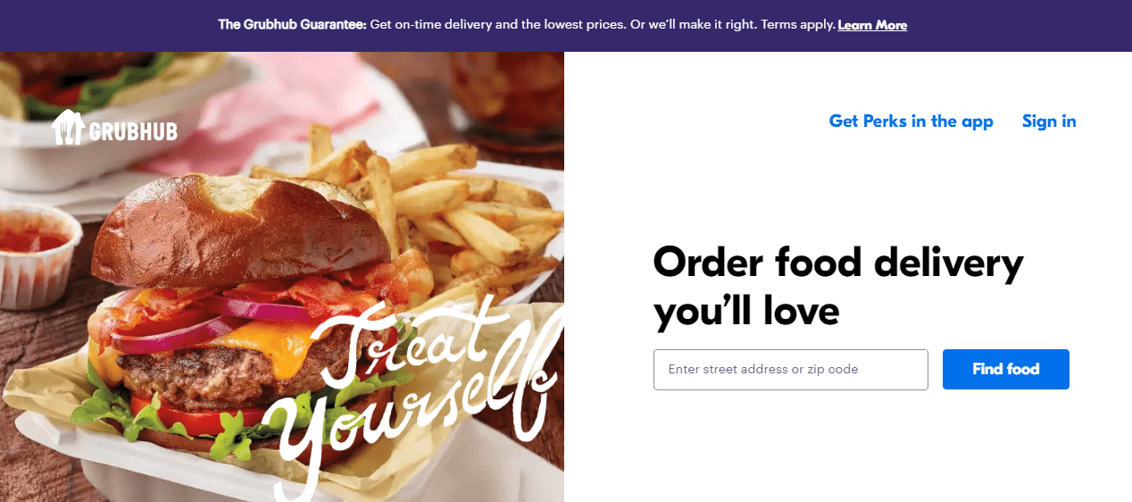 GrubHub Homepage Screen