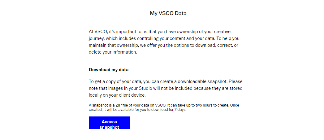 MyVSCO data page