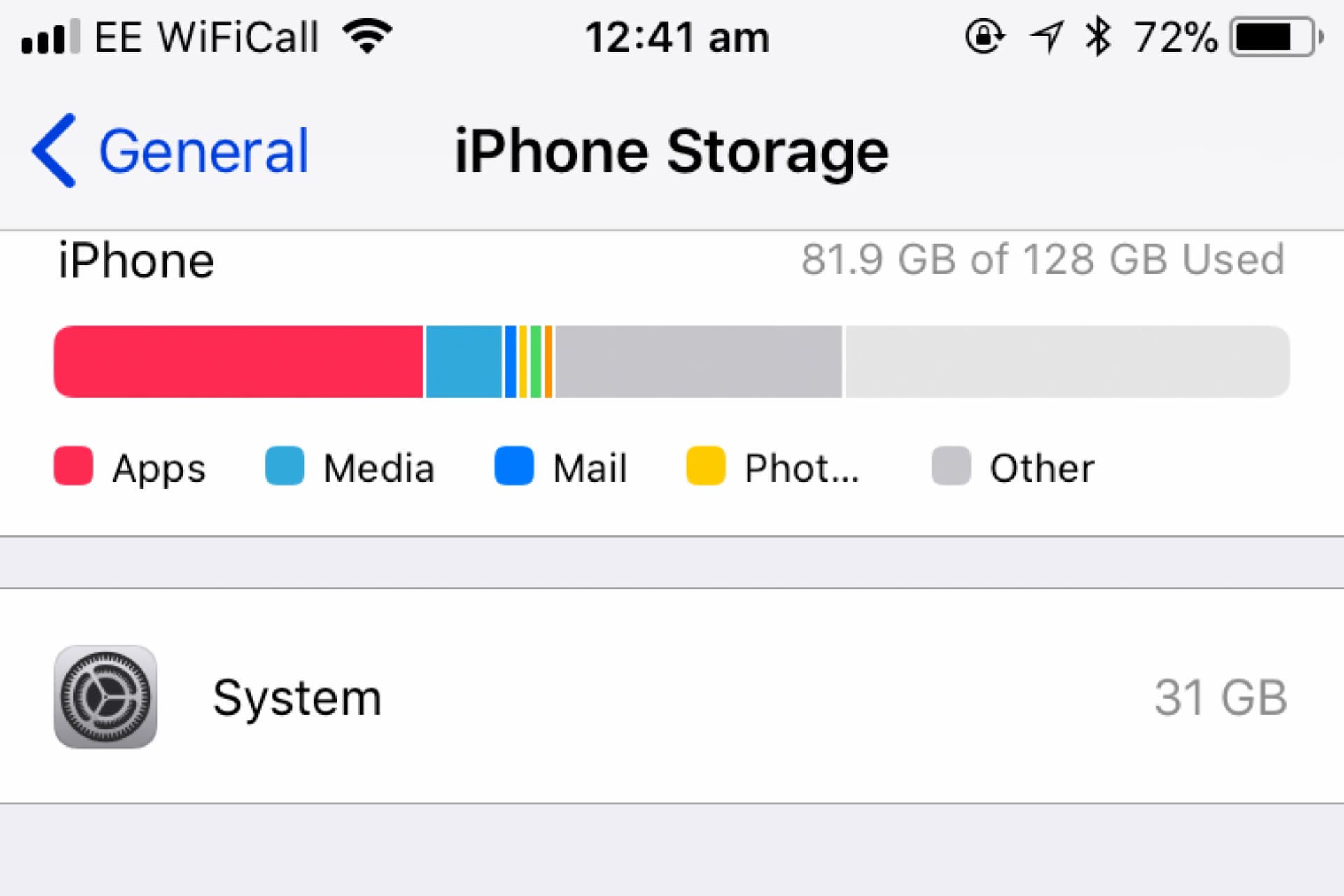 iphone storage screen image