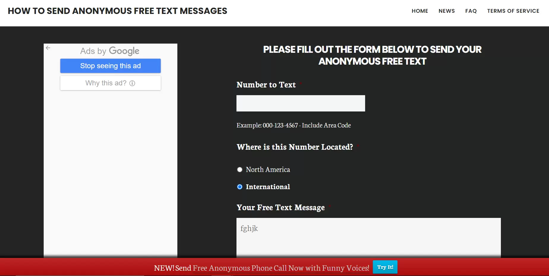 Txtemnow.com - App helps to spam someone's phone number