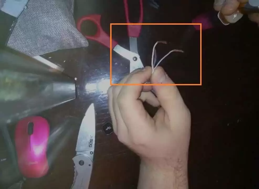 Slowly remove the rubber and two wires image