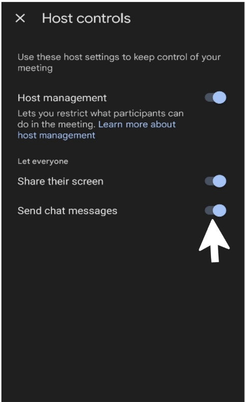 Send chat messages enable screen