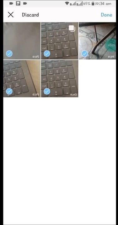 Small blue check mark (Draft image or videos selction)