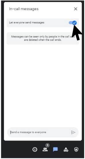 Turn on "let everyone send messages" screen