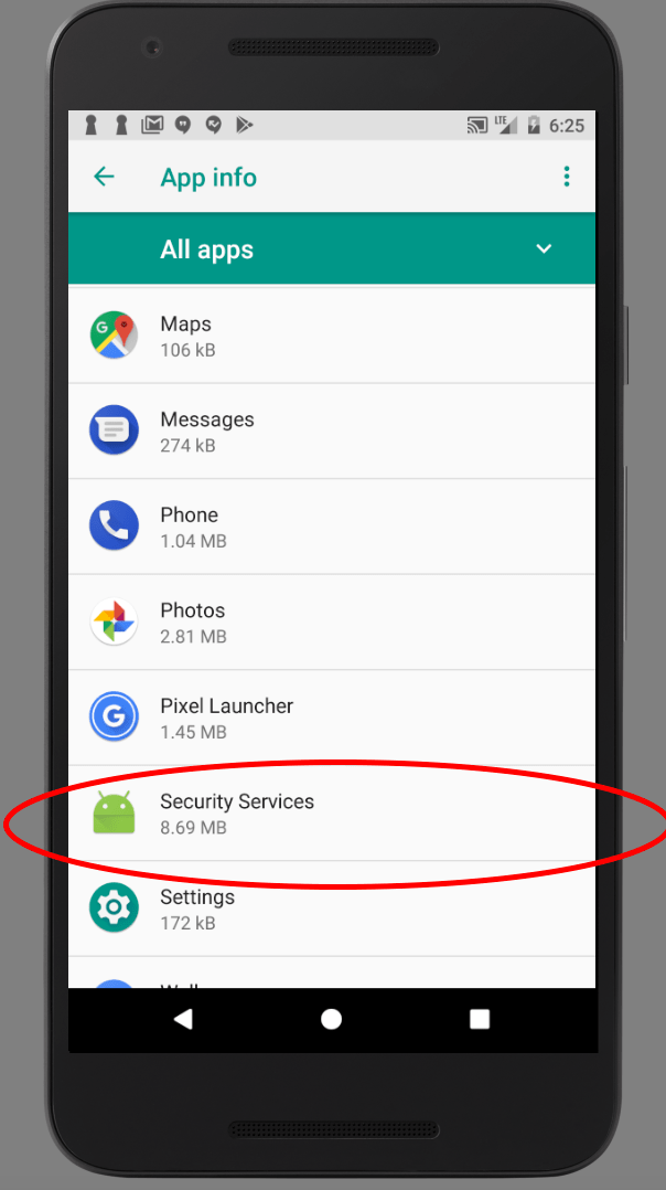 Mobile phone app info screen
