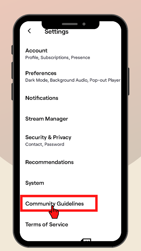 Twitch Mobile application profile icon screen