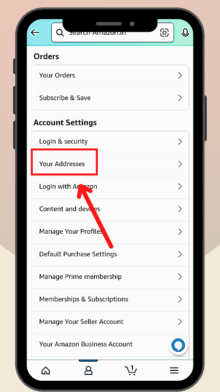 Amazon Your Addresses option