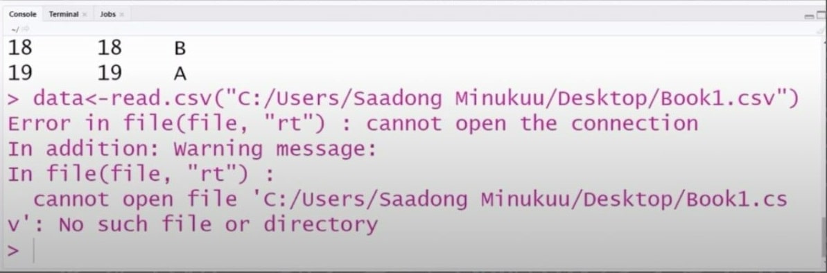 in file (file, rt) that cannot open the connection - error screen image