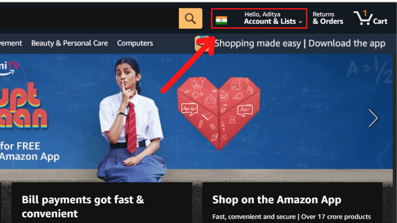 Sign in the amazon account for pc