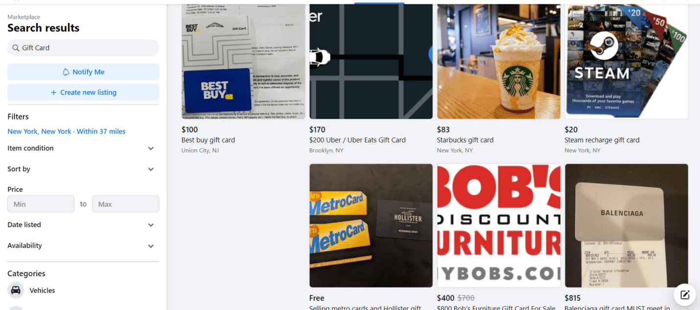 Facebook Marketplace Sample Image Screenshot