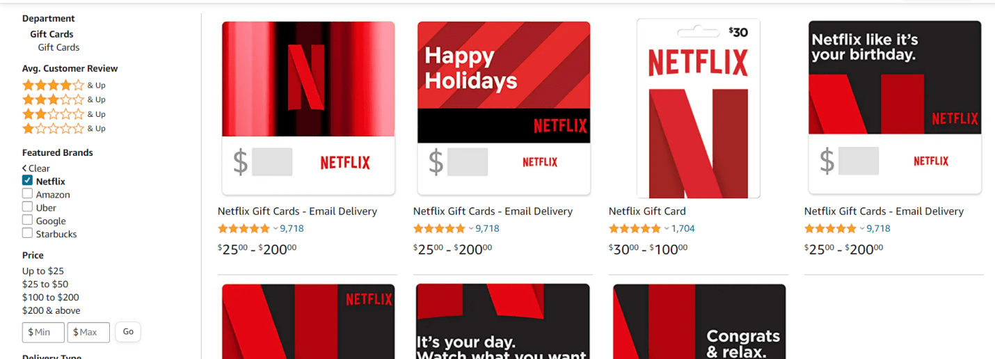 Amazon online & offline netflix or other subscription selling page screenshot