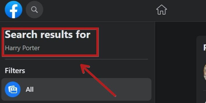 Facebook search results