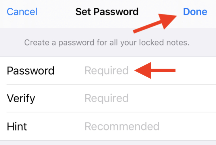 Set new password fields