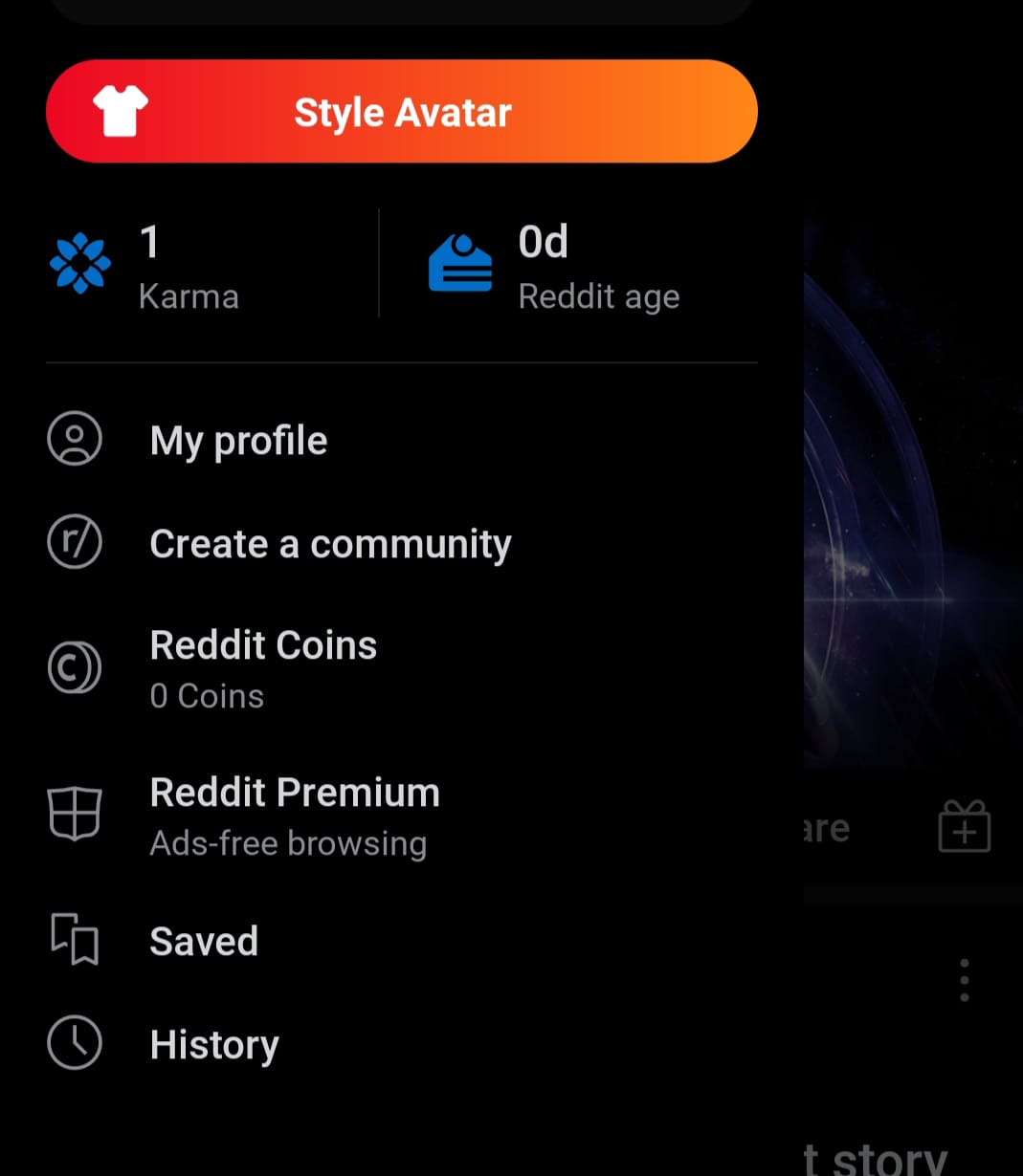 On the top-left corner, you should see your Reddit avatar icon, click that icon, as shown in the image below.