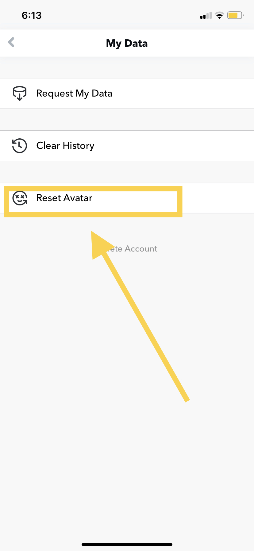 click on the "Reset Avatar"