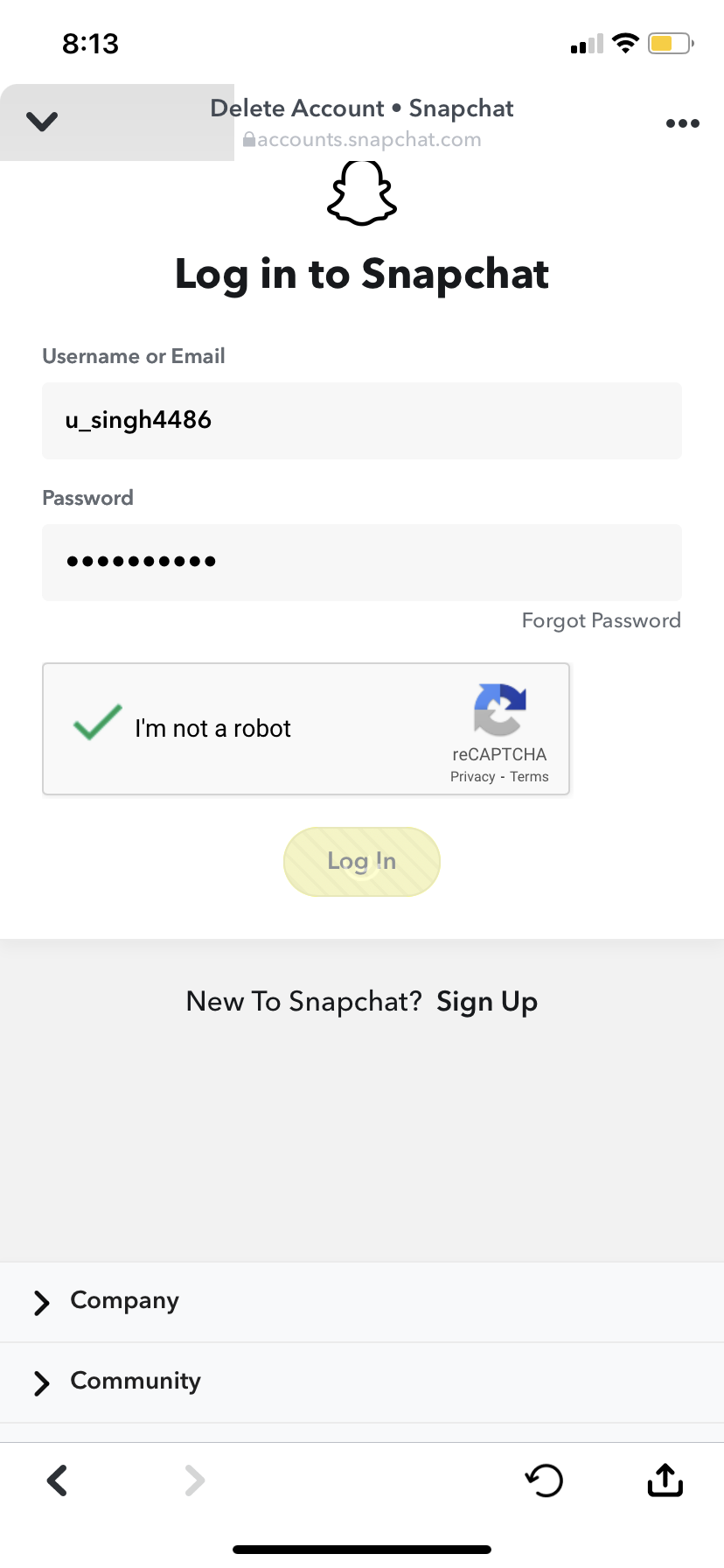 Write Username and Password