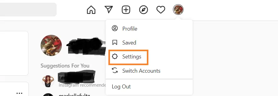 Instagram settings option