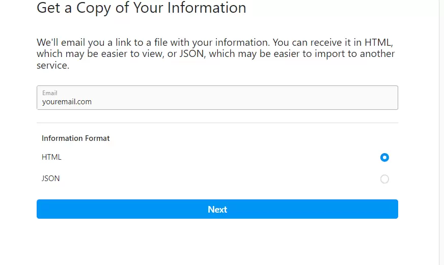 Provide email address from this instagram form